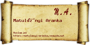 Matulányi Aranka névjegykártya